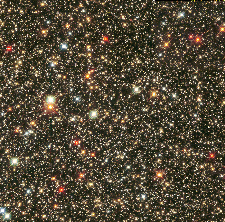 Hubble Space Telescope view of the dense Sagittarius star cloud, thousands of colourful stars